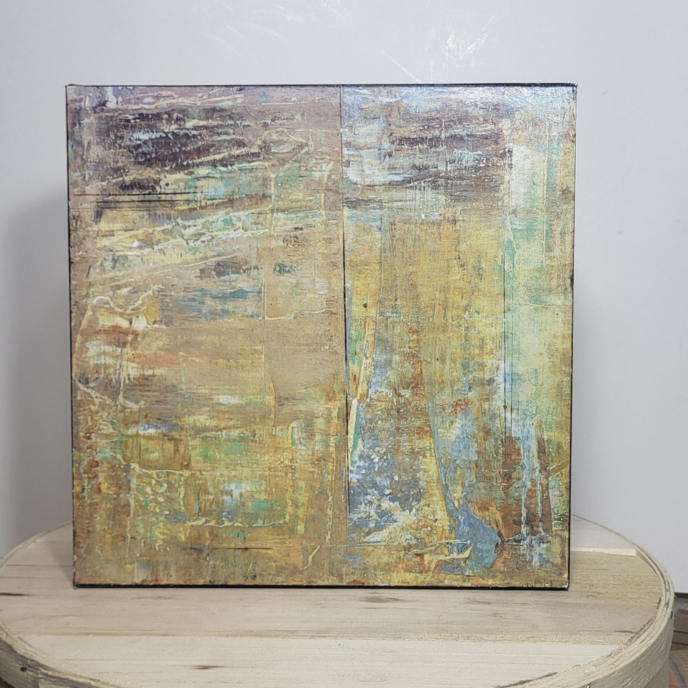 Somerset Custom Framing Abstract Textured Wall Art Square Shadowbox Gold Blue
